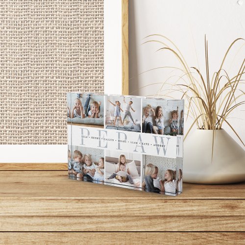 Custom Pepaw Grandchildren Photo Block