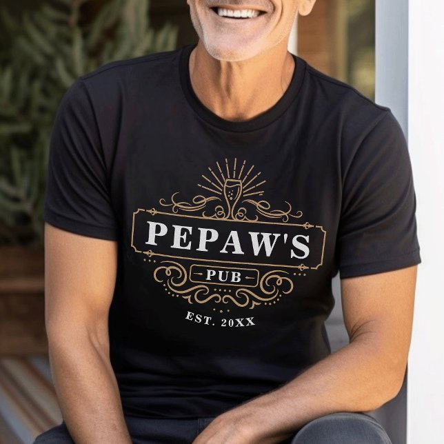 Custom Pepaw's Pub Home Bar Year Established T-Shirt (Creator Uploaded)