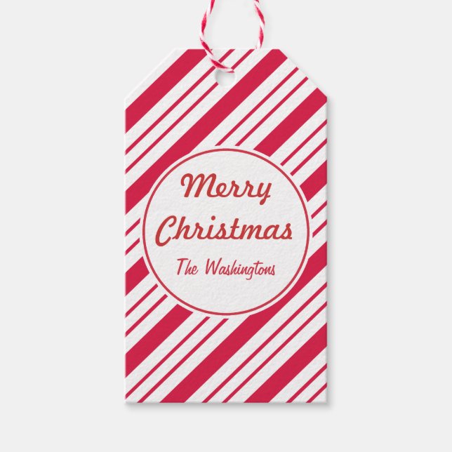 Custom Peppermint Christmas Gift Tags (Front)