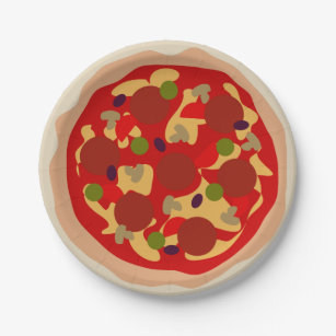 Custom pepperoni pizza fastfood party paper plates