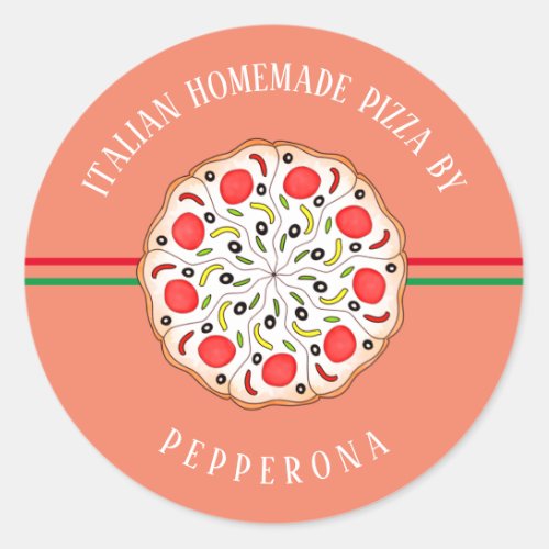 custom pepperoni pizza rose home business shop classic round sticker