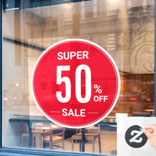 custom Percentage Off Round SUPER SALE Store Sale Window Cling