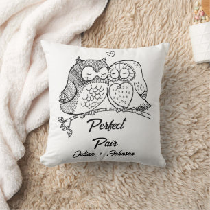 Custom perfect pair matching couple throw pillow