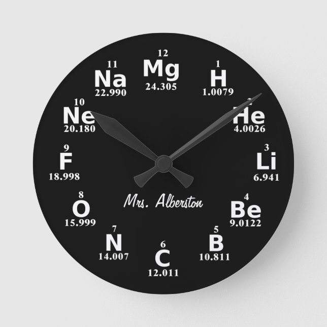 Custom Periodic Table Science Element Large Clock (Front)