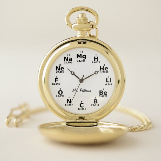 Custom Periodic Table Science Elements Pocket Watch (Inside)