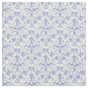 Custom Periwinkle Blue on White Decorative Floral Fabric
