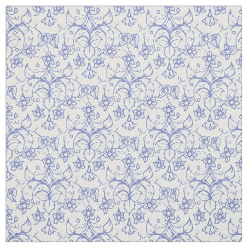 Custom Periwinkle Blue on White Decorative Floral Fabric