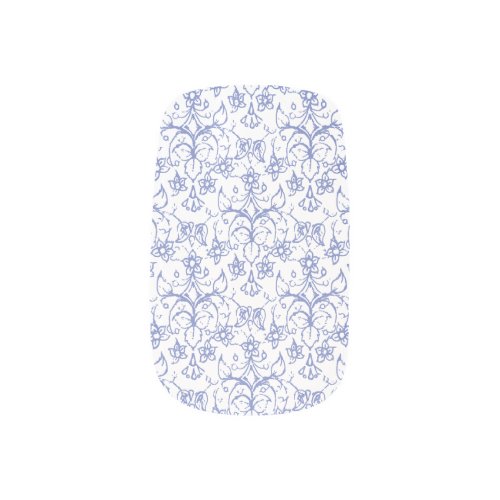 Custom Periwinkle Blue on White Decorative Floral Minx Nail Art