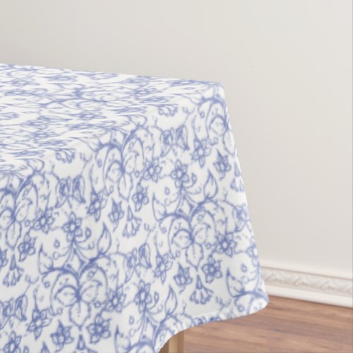 Custom Periwinkle Blue on White Decorative Floral Tablecloth
