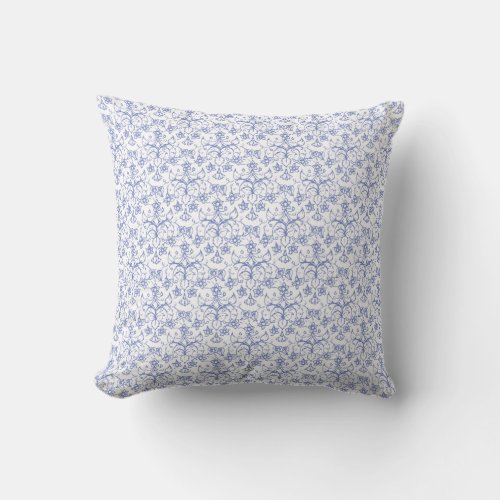 Custom Periwinkle Blue on White Decorative Floral Throw Pillow