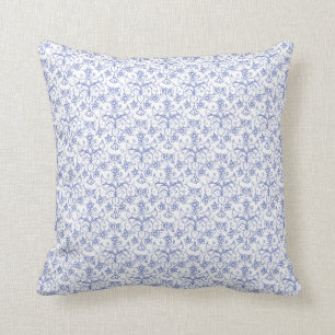Custom Periwinkle Blue on White Decorative Floral Throw Pillow