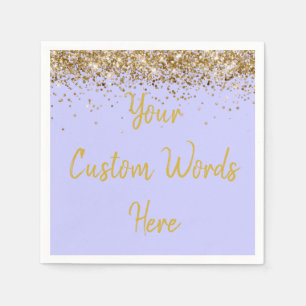 Custom Periwinkle Purple and Gold Birthday Party Napkins