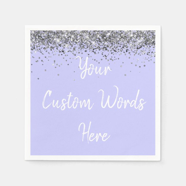Custom Periwinkle Purple and Silver Birthday Party Napkins (Front)