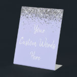 Custom Periwinkle Purple Birthday Party Your Text Pedestal Sign<br><div class="desc">personalized silver glitter table top,  sweet 16 quinceanera sixteen 16th,  40th 50th wedding reception gift,  personalised anniversary 30th 21st 15th,  bachelorette bridal 20th twenty fifth,  25th 35th 45th first daughter,  girl wife mom 1st granddaughter,  light pale 5th 10th 18th,  55th 60th 70th hen night,  for baby shower 80th 90th</div>