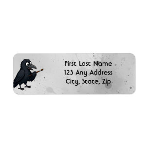 Custom Personal Artist Cartoon Fun Crow Painting Label