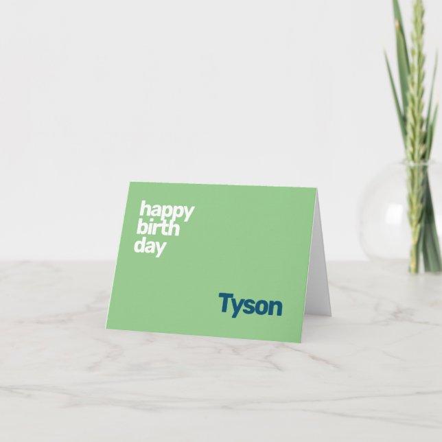 custom personal happy Birthday minimal green navy Card (Front)