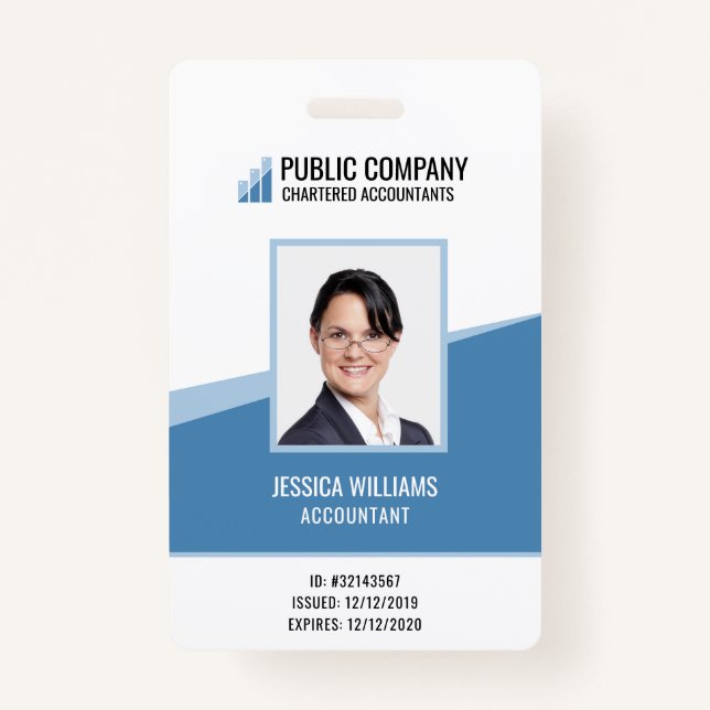 Custom Personal Photo Employee Staff ID Badge (Front)