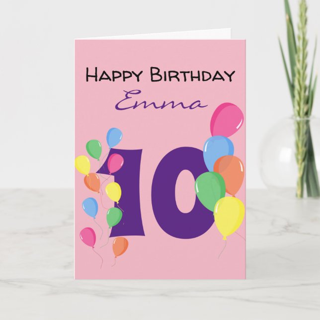 Custom Personalised 10th Birthday Card (Front)