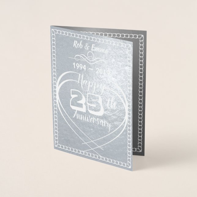 Custom Personalised 25th Silver Anniversary Card (Front)