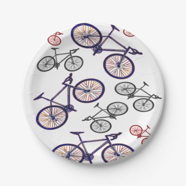 Custom Personalised Bicycle Print  Paper Plates (Front)