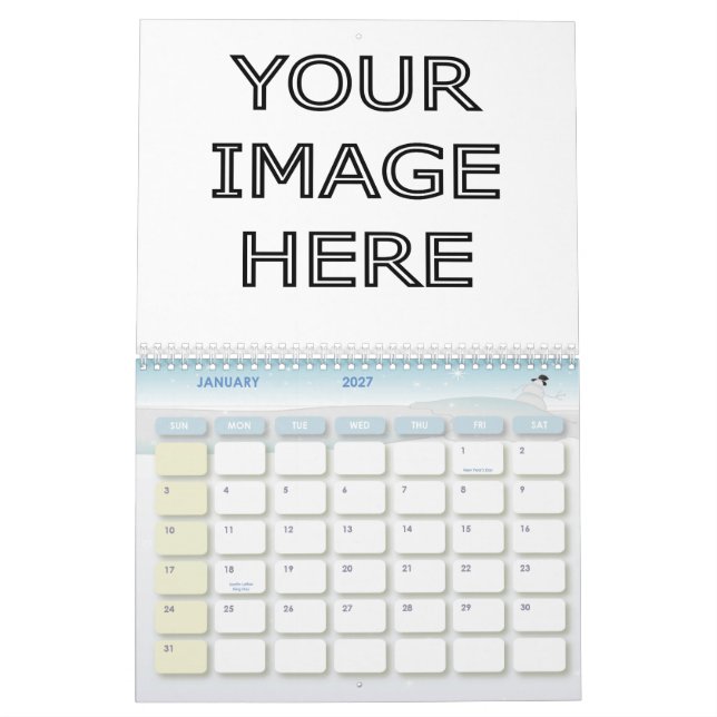 Custom Personalised Blank Calendar Template (Jan 2027)