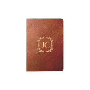 Custom Personalised Brown Faux Leather Passport Holder