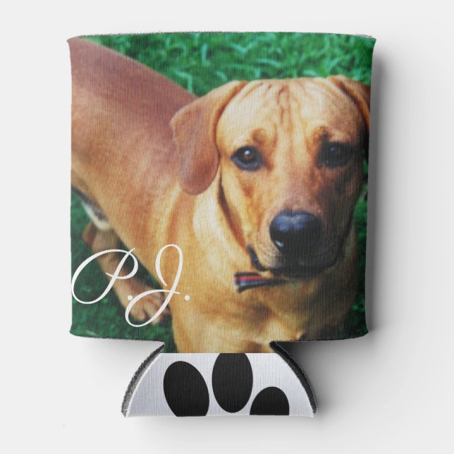 Custom Personalised Dog Photo Stubby Holder Can Cooler (Front)