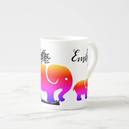 Custom Personalised Elephant Design Bone China Mug