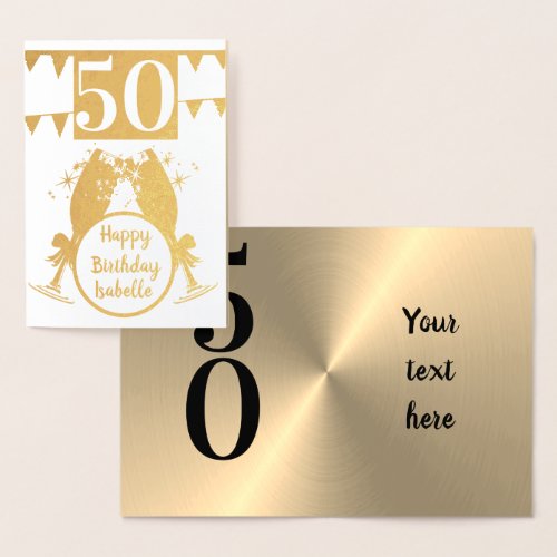 Custom Personalised Gold 50th Birthday Card