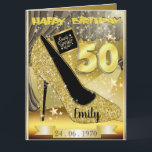 Custom Personalised Gold 50th Birthday Card<br><div class="desc">Custom personalised gold themed 50th birthday greeting card idea for sister. Create a 50th birthday card for Mum,  daughter,  wife or girlfriend.</div>