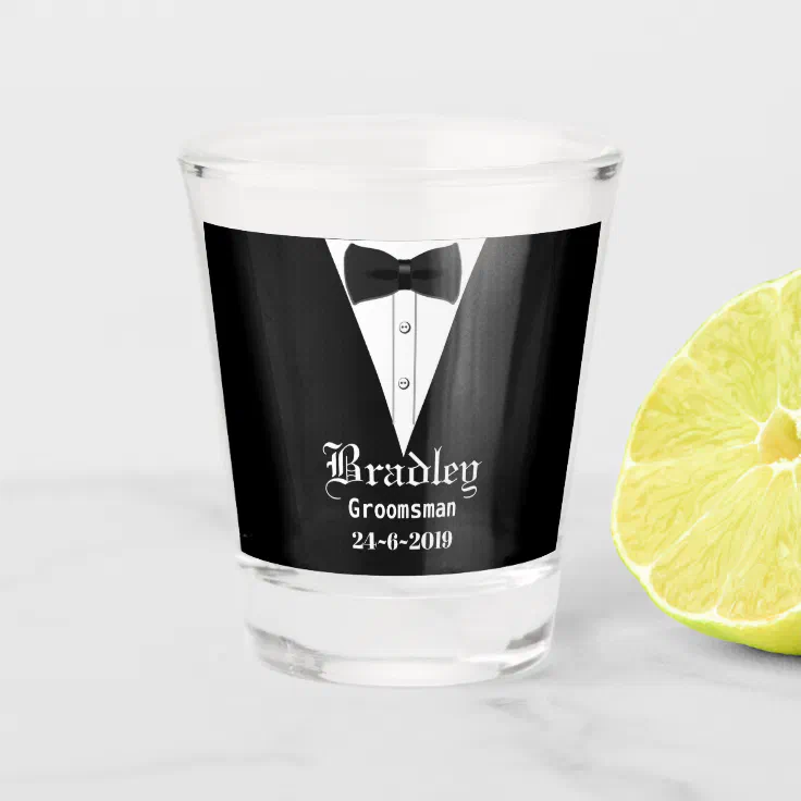 Custom Personalised Groomsmen Gift Shot Glass Zazzle