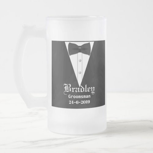 Custom Personalised Groomsmen Or Best Man Gift Frosted Glass Beer Mug