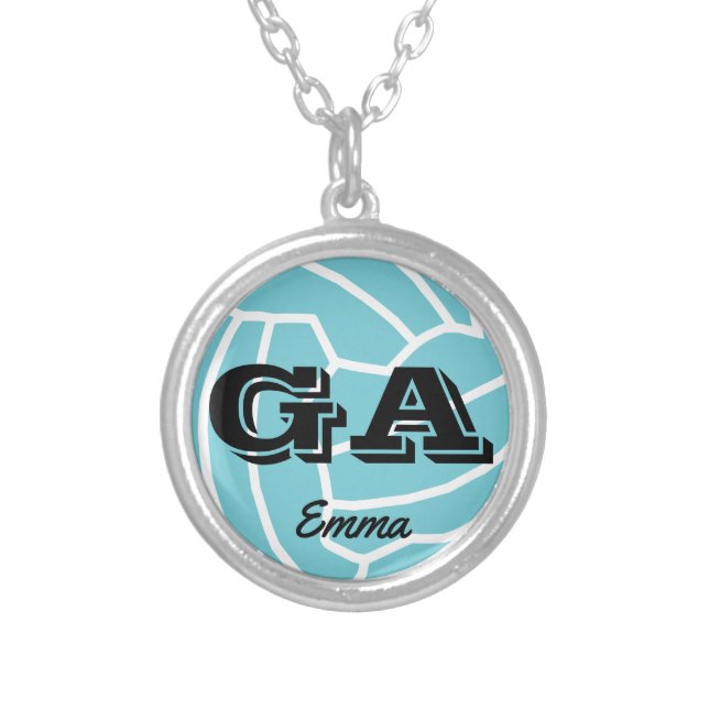 Custom Personalised Netball Positions Silver Plated Necklace (Front)