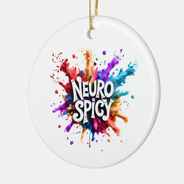custom / personalised NEUROSPICY neurodiversity  Ceramic Ornament (Left)