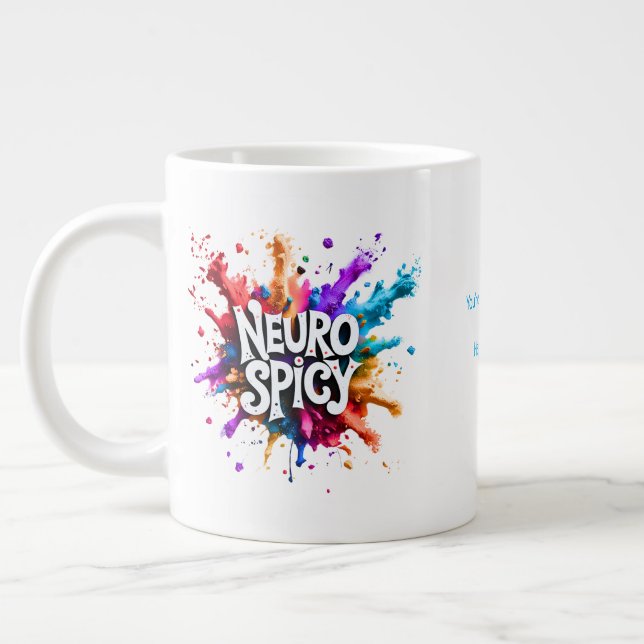 custom / personalised NEUROSPICY neurodiversity  Giant Coffee Mug (Left)