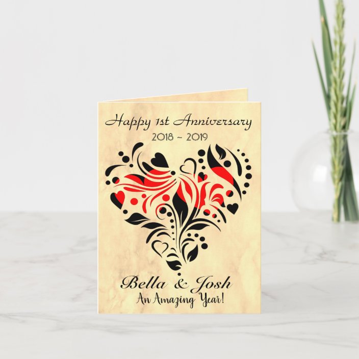 Custom Personalised Paper Wedding 1st Anniversary Card Zazzle Com