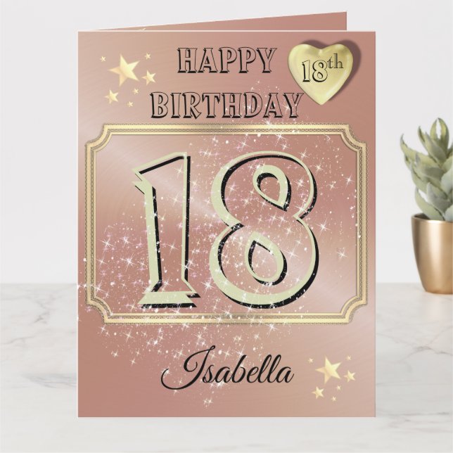 Custom Personalised Rose Gold 18th Birthday Card (Small Plant)