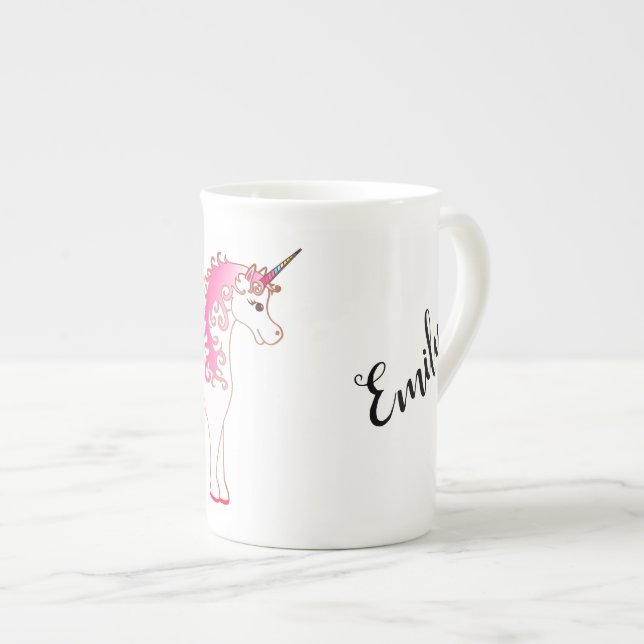 Custom Personalised Unicorn Bone China Mug (Front Right)