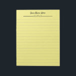 Custom Personalised Yellow Lined Notepad<br><div class="desc">Create your own unique custom personalised notepad with your own name Customisable colour notepad for home or office.</div>