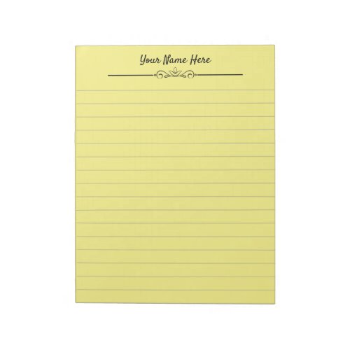 Custom Personalised Yellow Lined Notepad