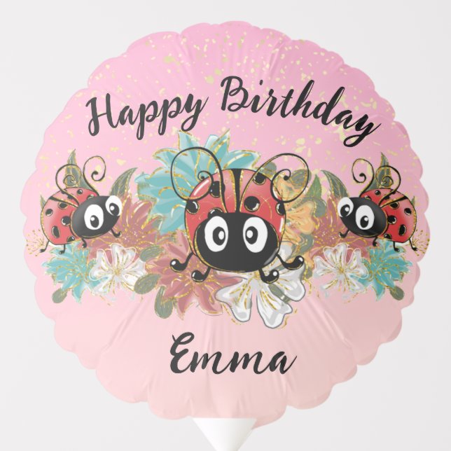 Custom Personalization Ladybug Birthday Balloon (Front)