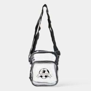 Custom Personalize Add Text Name Soccer Football Clear Crossbody Bag
