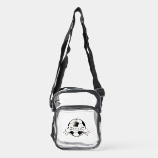 Custom Personalize Add Text Name Soccer Football Clear Crossbody Bag