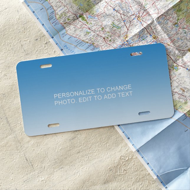 Custom Personalize Blue Artwork Add Name Quote License Plate (In Situ)