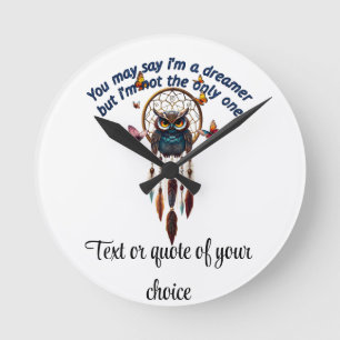 Custom Personalize Boho Owl Beautiful Hippie Round Clock