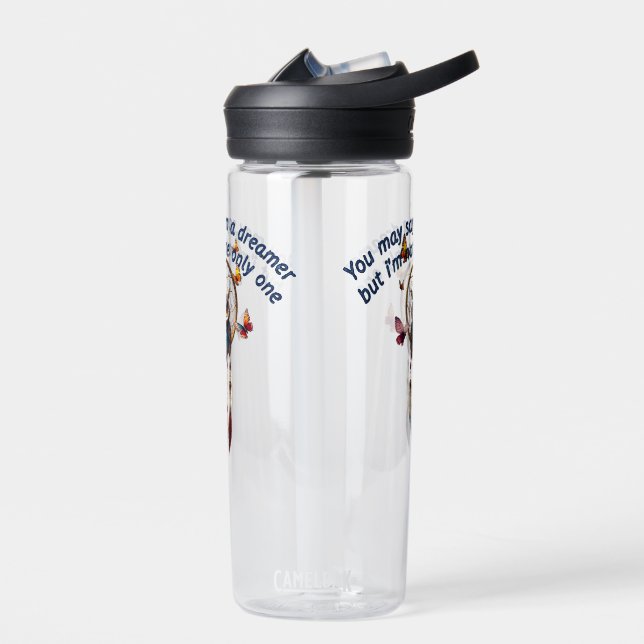 Custom Personalize Boho Owl Beautiful Hippie  Water Bottle (Left)