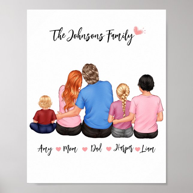 Custom Personalize Family Portrait Poster (Front)