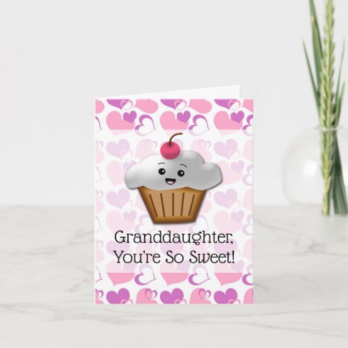 Custom Personalize Granddaughter Cupcake Valentine Holiday Card