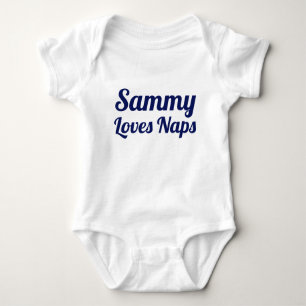 Custom personalize Loves Naps Slogan Baby Bodysuit