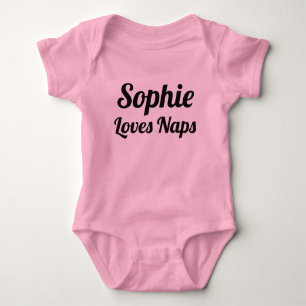 Custom personalize Loves Naps Slogan Baby Bodysuit